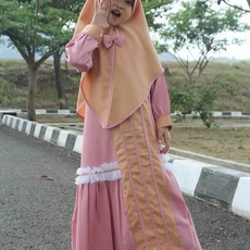 TK1018 Baju Muslim Anak Kombinasi Kuning Salem Tua Set Terbaru 2023 Tanggung