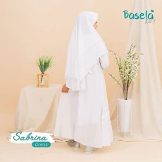 TK1024 Baju Muslim Anak Perempuan Warna Putih Polos Sabrina Terbaru 2023 Tanggung