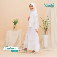 TK1031 Gamis Anak Warna Putih Manasik Polos Lucu Nubi