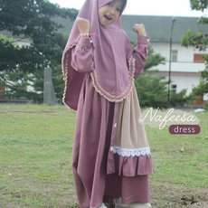 TK1036 Baju Gamis Anak Perempuan Warna Nafeesa Dress Lavender Murah Naura