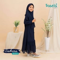 TK1052 Gamis Anak Warna Sabrina Navy Polos Terbaru 2023 Naura