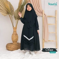 TK1058 Baju Muslim Anak Warna Navy Renda Bawah Terbaru 2023 2 thn