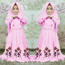 TK1118 Gamis Anak Warna Dusty Mawar Pink Terbaru 2023 2 thn