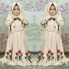 TK1119 Baju Muslim Anak Perempuan Kombinasi Abu Mocca Bunga Terbaru 2022 1 thn