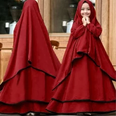 TK1135 Baju Muslim Anak Warna Marun Polos Panjang Syari Nubi