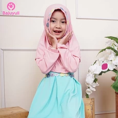 TK1154 Baju Gamis Anak Perempuan Warna Mint Peach Terbaru Shahia Hijab
