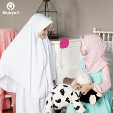 TK1164 Baju Gamis Anak Warna Putih Pink Boneka Lucu Tanggung